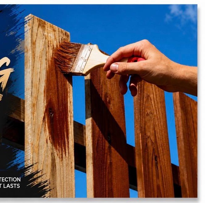 Freshly stained wooden fence